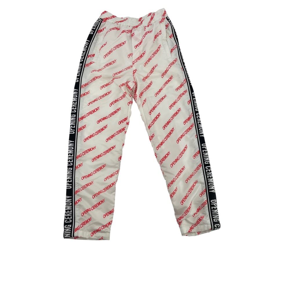 Opening Ceremony Track Pants XS White Good All-Over Logo Print Nylon
